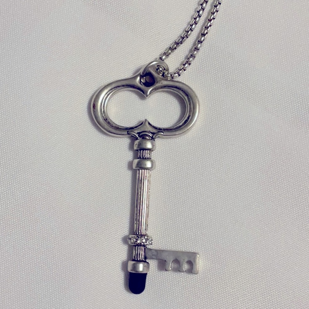 Chico’s Key Pendant Necklace Silver tone